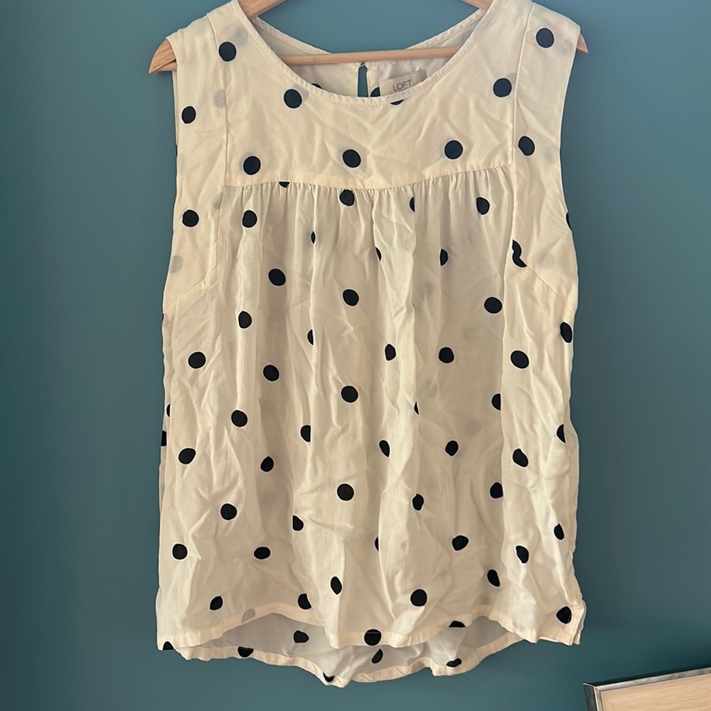 Off white with black polka dots blouse from Loft